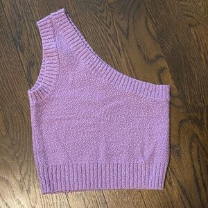 Madewell One-Shoulder Knit Crop Top in Lavender